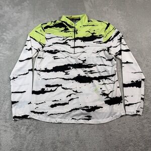 Jamie Sadock Sunsense Quarter Zip Top Womens Medium White Lime Zebra Print Golf